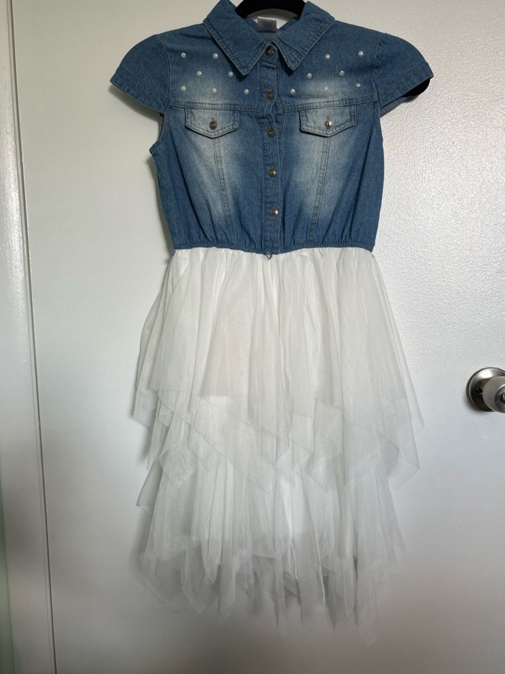 Arizona Jean Company Denim Blue and White Tulle Dress